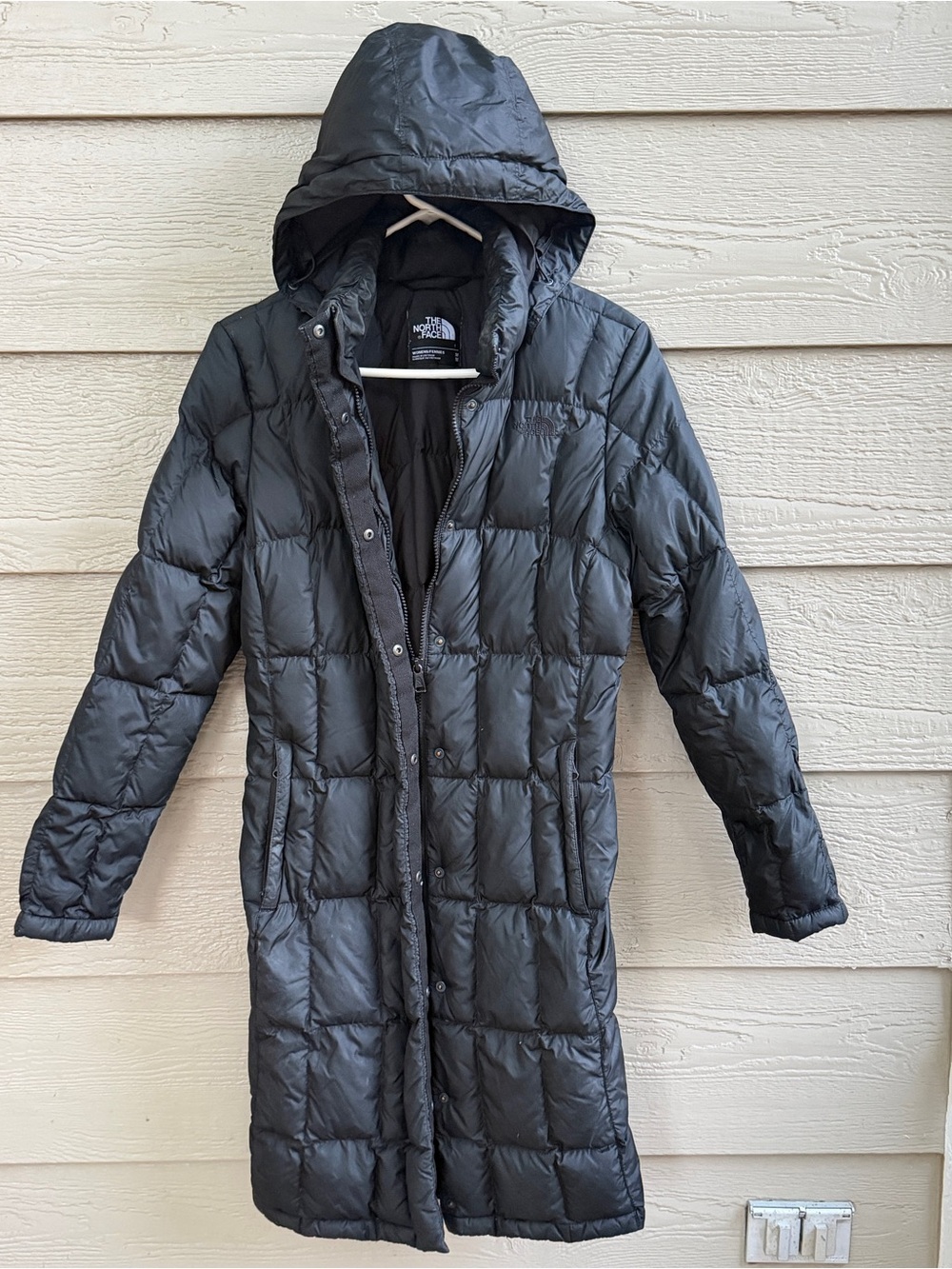 The North Face Women Medium 550 Fill Goose Down Black Hooded Parka Puffer Coat